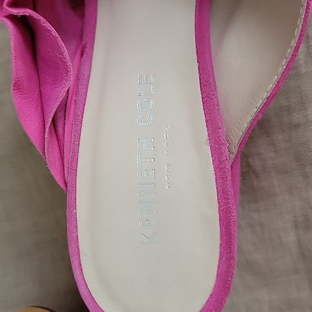 Kenneth Cole New York Laken Ruffle Strap Slide Hot Pink, Block Heel Sandal 8 M - Picture 6 of 10